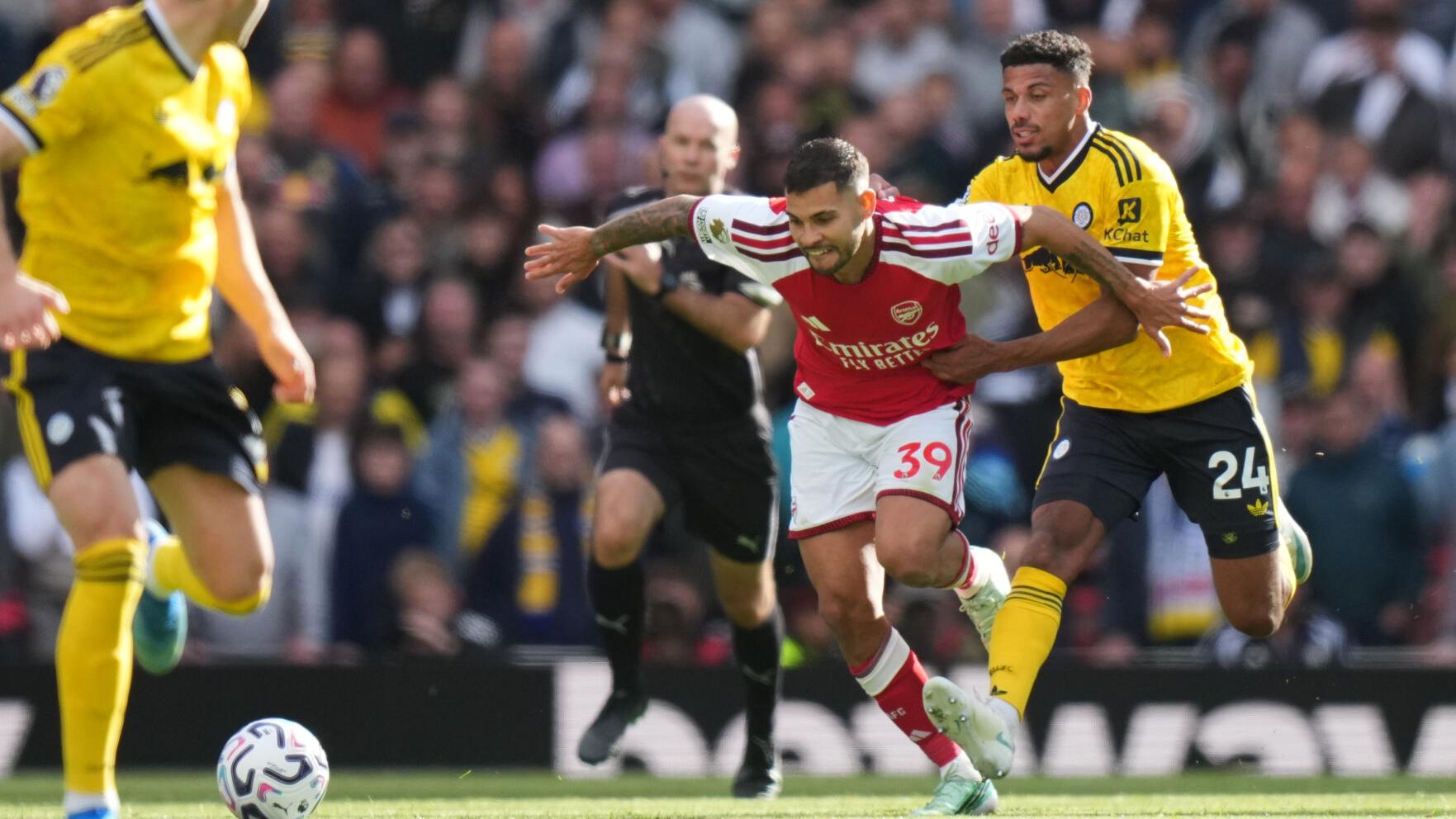 Arsenal roar back to beat Leeds 2-1 as Calafiori and Guimarães net Emirates firsts